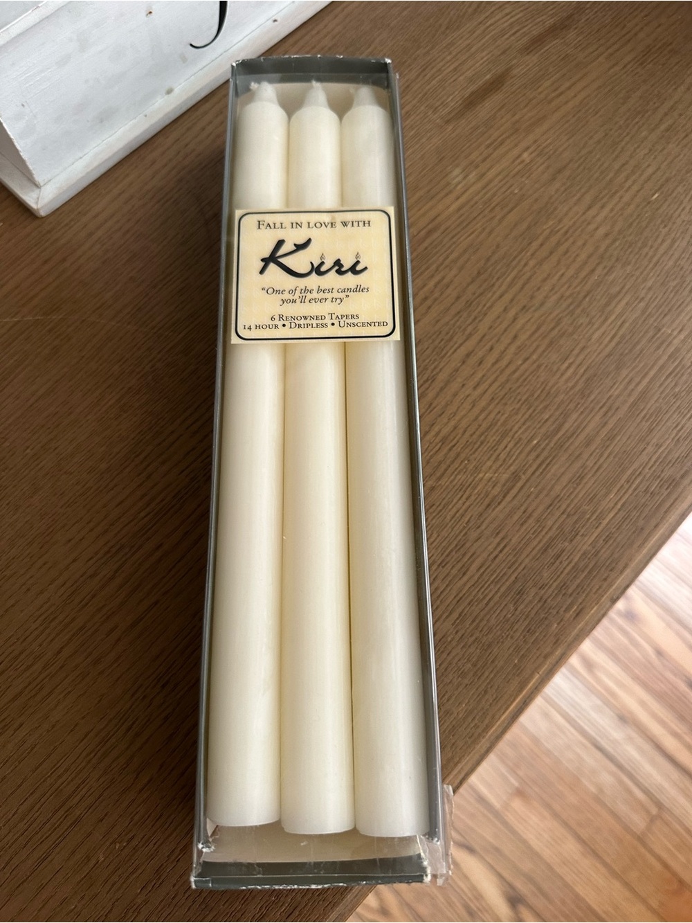 NWT Kiri Unscented Ivory Taper Candles - Pack of 6